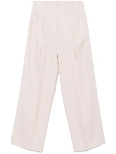 Golden Goose Wide-leg Trousers With Concealed Fastening And Flap Pockets In Pink