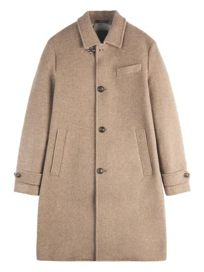 Fay Wool Coat With Hook And Multiple Pockets In Neutral