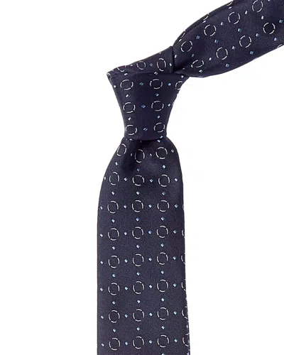 Hugo Boss Dark Blue Dots Silk Tie In Blue