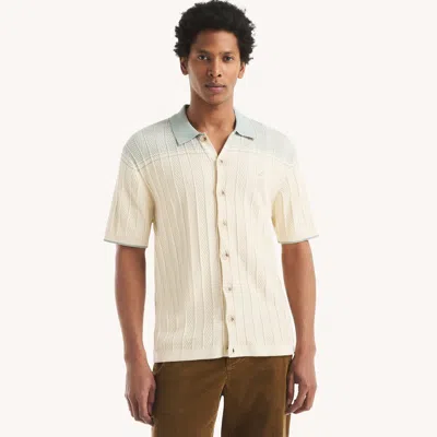 Nautica Mens Textured Sweater Polo In White