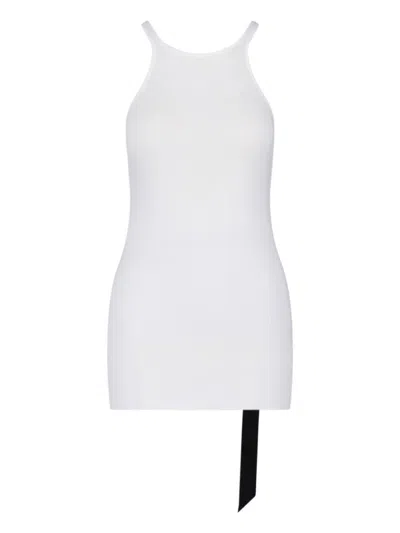 Rick Owens Drkshdw Sleeveless Racerback Top Asymmetric Hem In White