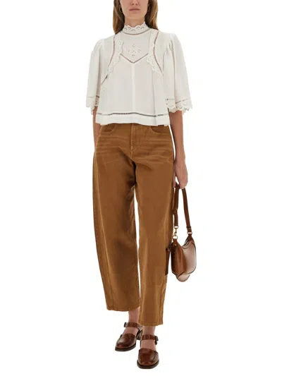 Isabel Marant Frany Broderie Anglaise Crepe Blouse In White