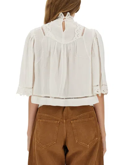 Isabel Marant Frany Broderie Anglaise Crepe Blouse In White