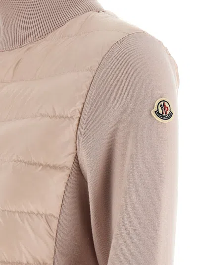 Moncler Two-material Cardigan Sweaters And Cardigans Pink In Pink