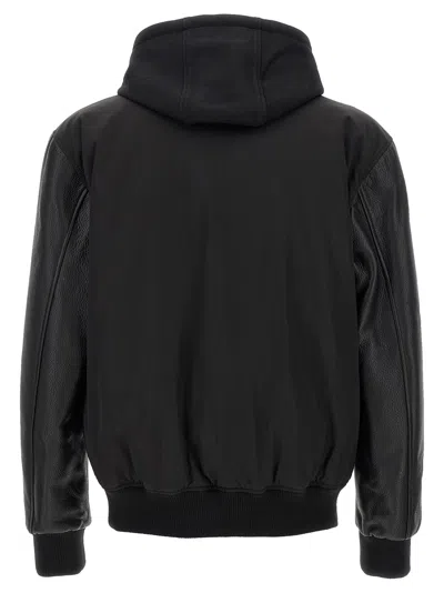 Philipp Plein Bomber Jacket Leather Sleeves In Black