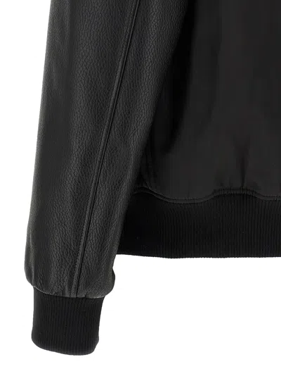 Philipp Plein Bomber Jacket Leather Sleeves In Black