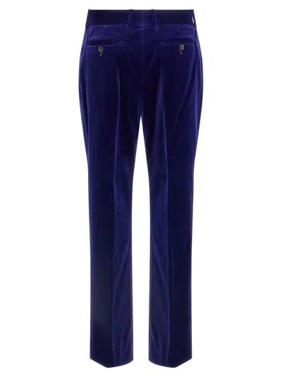 Tom Ford Luxe Velvet Trousers With Pockets And Loops In Blue