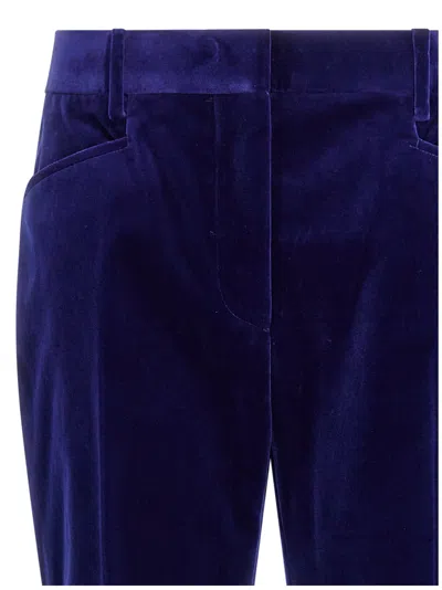 Tom Ford Luxe Velvet Trousers With Pockets And Loops In Blue