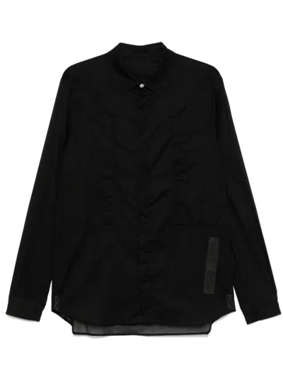Rick Owens Sleek Black Shirt With Concealed Fastenings And Sheer Back Panel In Black