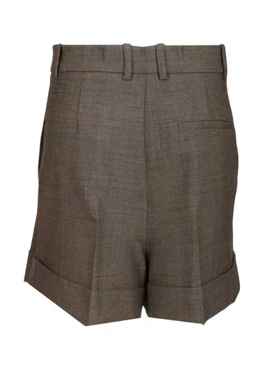 P.a.r.o.s.h Wool Blend Pleated Shorts Trousers Grey In Brown