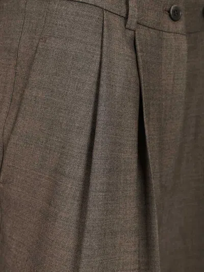 P.a.r.o.s.h Wool Blend Pleated Shorts Trousers Grey In Brown
