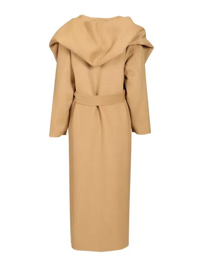 P.a.r.o.s.h Wool Coat With Scarf Coats Beige In Brown