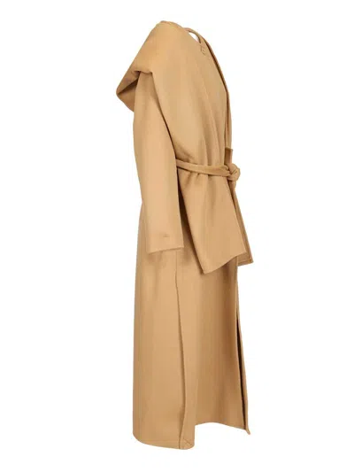P.a.r.o.s.h Wool Coat With Scarf Coats Beige In Brown