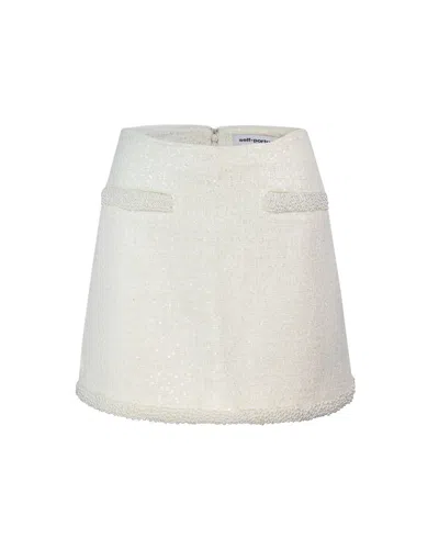 Self-portrait Cream Bouclé Mini Skirt In White