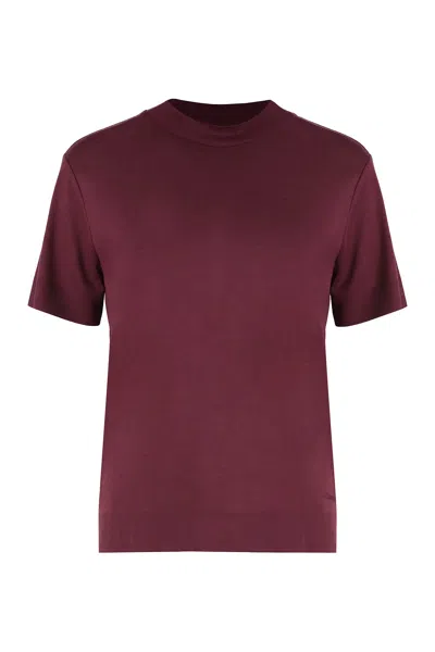 Calvin Klein Cotton Blend T-shirt In Burgundy