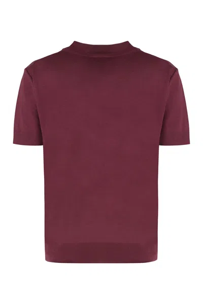 Calvin Klein Cotton Blend T-shirt In Burgundy