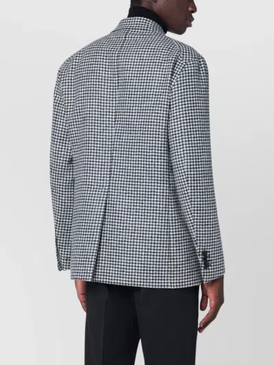 Tagliatore Double-breasted Houndstooth Blazer Button Detailing In Black