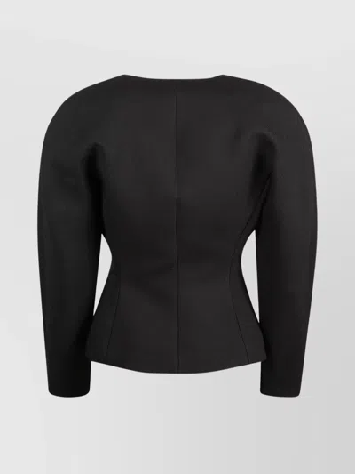Jacquemus Tailored Blazer Peplum Structured Shoulders In Black