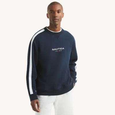 Nautica Mens Fleece Crewneck Sweatshirt In Brown