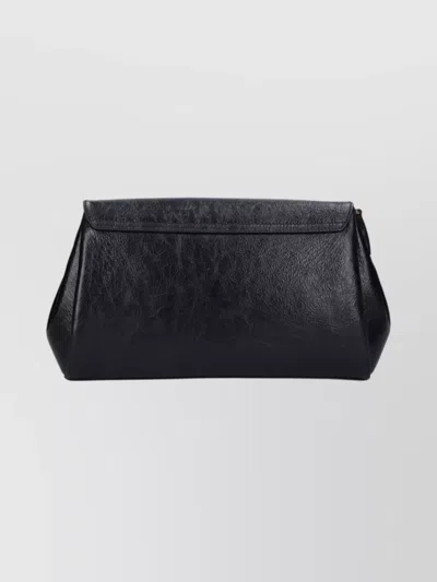Dries Van Noten Textured Leather Shoulder Bag With Gold-tone Buckle Closure In Black