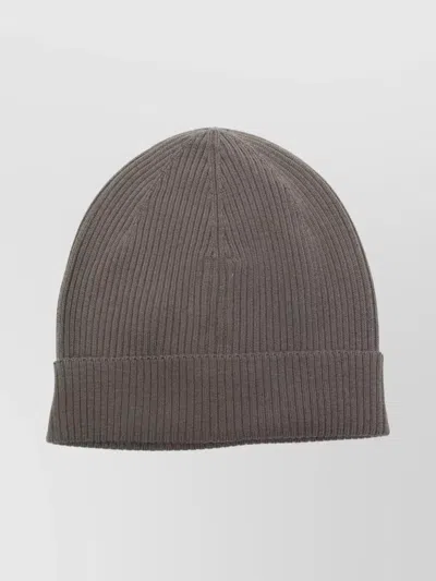 Rick Owens Cozy Ribbed Wool Beanie Folded Cuff In Brown