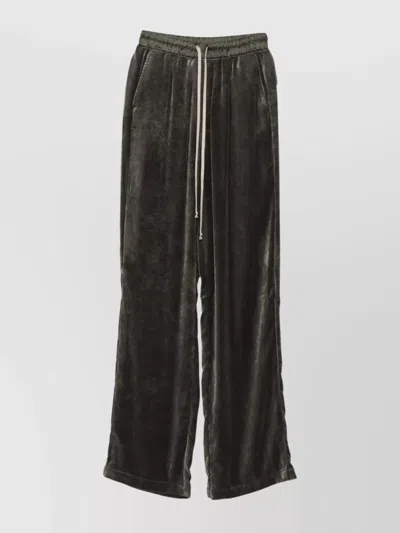 Rick Owens Velvet Drawstring Trousers Featuring Pockets In Black