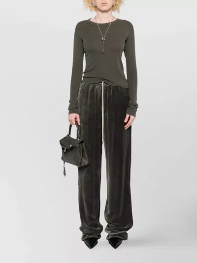 Rick Owens Velvet Drawstring Trousers Featuring Pockets In Black