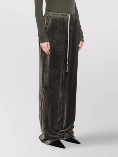 Rick Owens Velvet Drawstring Trousers Featuring Pockets In Black