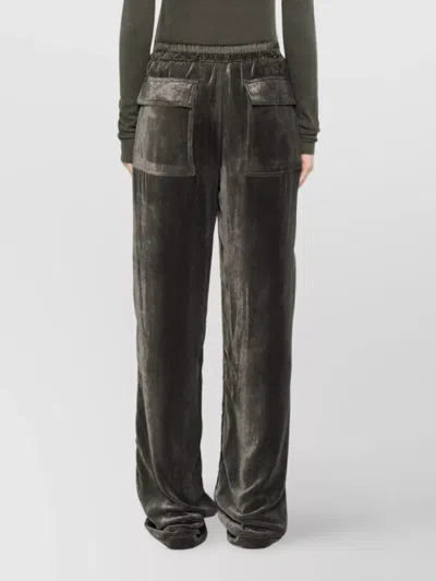 Rick Owens Velvet Drawstring Trousers Featuring Pockets In Black