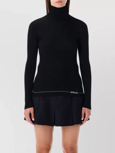 Moncler Fitted Turtleneck Knitwear Long Sleeves In Black