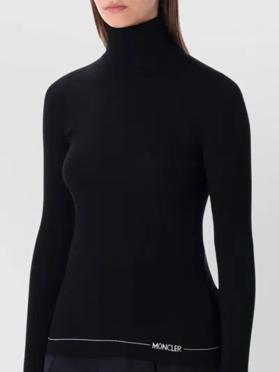 Moncler Fitted Turtleneck Knitwear Long Sleeves In Black