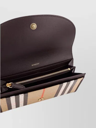 Burberry Womens Sand Highlands Continental Cotton-blend Wallet In Gold