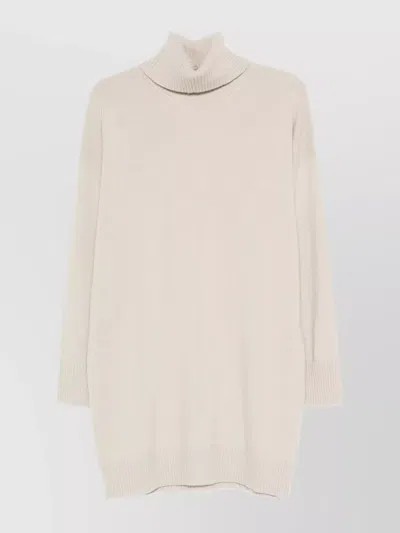 Roberto Collina Turtleneck Dress Dropped Shoulders Ribbed Cuffs In Animal Print