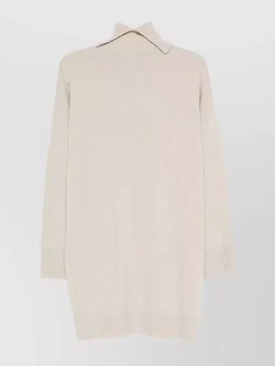 Roberto Collina Turtleneck Dress Dropped Shoulders Ribbed Cuffs In Animal Print