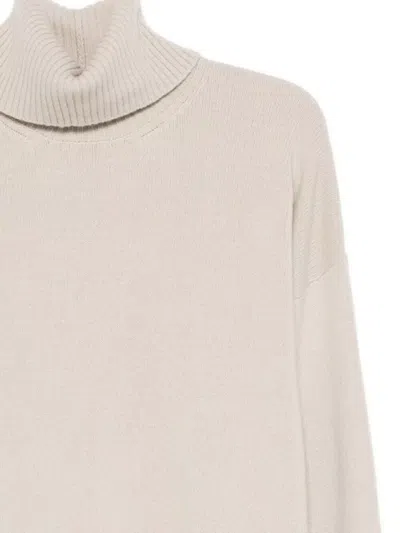 Roberto Collina Turtleneck Dress Dropped Shoulders Ribbed Cuffs In Animal Print