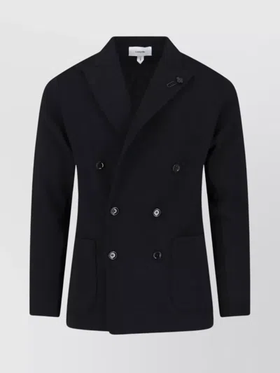 Lardini Double-breasted Blazer Featuring Notch Lapel In Black