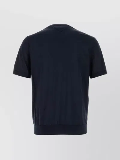 Prada Short-sleeved Cashmere And Silk Sweater In Blue