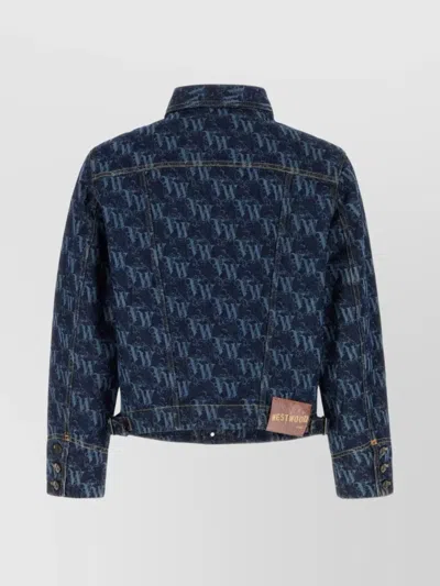 Vivienne Westwood Giubbino Stormrider In Denim Stampato  Uomo In Blue