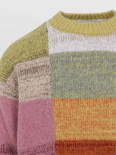 Dries Van Noten Marti Crew Neck Knite With Check Motif Knitwear Multicolor In Multi