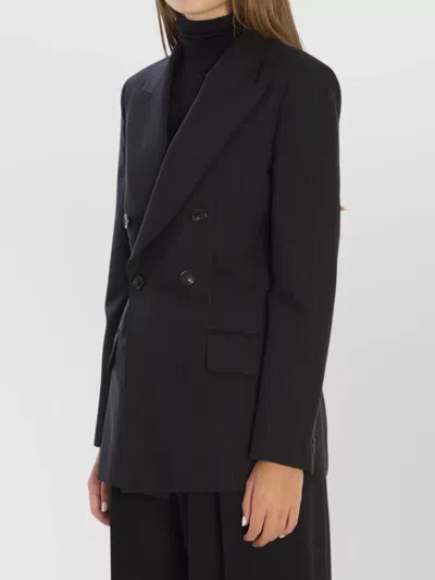 Gucci Embroidered Wool Blazer With Notched Lapels And Pockets In Black