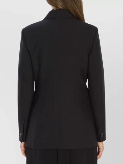 Gucci Embroidered Wool Blazer With Notched Lapels And Pockets In Black