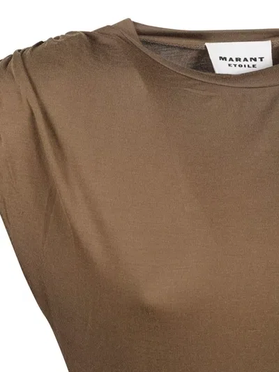 Isabel Marant Étoile Midi Dress With Cap Sleeves And Ruched Detailing In Brown