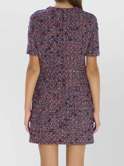 Gucci Textured Wool Dress Featuring Signature Buttons In Purple