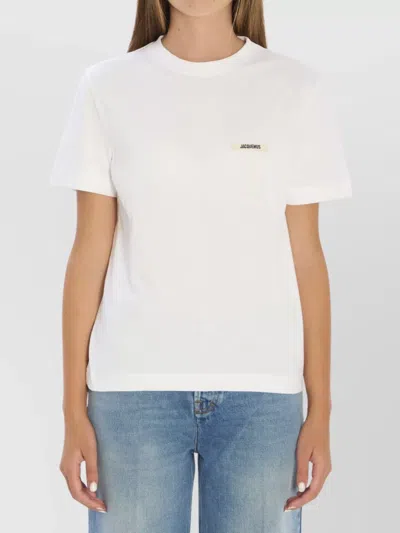Jacquemus Roun Neck Cotton Logo T-shirt In White