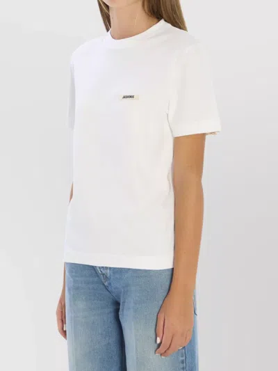 Jacquemus Roun Neck Cotton Logo T-shirt In White