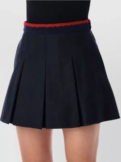 Moncler Pleated Cotton Stretch Gabardine Miniskirt In Black