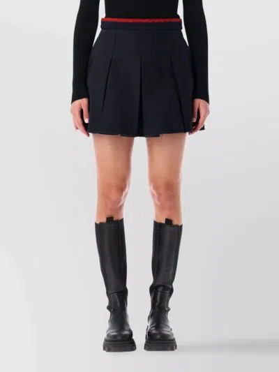 Moncler Pleated Cotton Stretch Gabardine Miniskirt In Black
