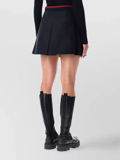 Moncler Pleated Cotton Stretch Gabardine Miniskirt In Black