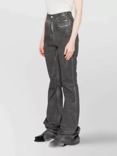 Rick Owens Drkshdw High-waisted Flared Trousers Featuring Pockets In Gray