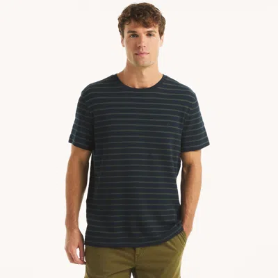 Nautica Mens Waffle Knit Striped Crewneck T-shirt In Burgundy